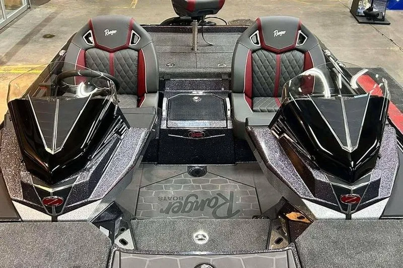Slide: The Image of 2014 Ranger Z521R Cup-Equipped boat interior with dual seats and sleek design. - 10
