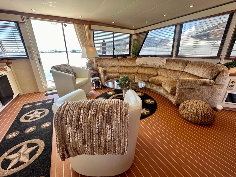 Slide: The Image of Interior of 1993 Tollycraft 57 Pilothouse yacht with luxurious living area. - 3