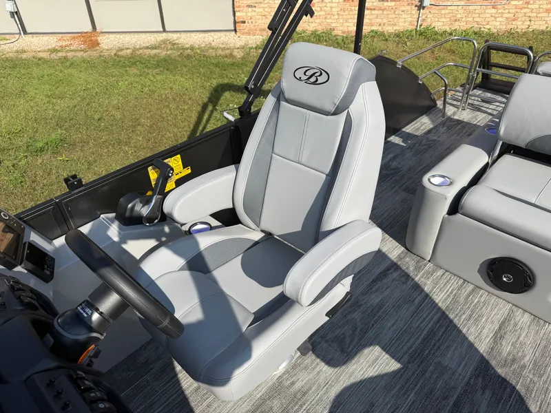 Slide: The Image of Luxurious seating in Bentley Pontoons Legacy 300HP Tritoon 2026. - 11