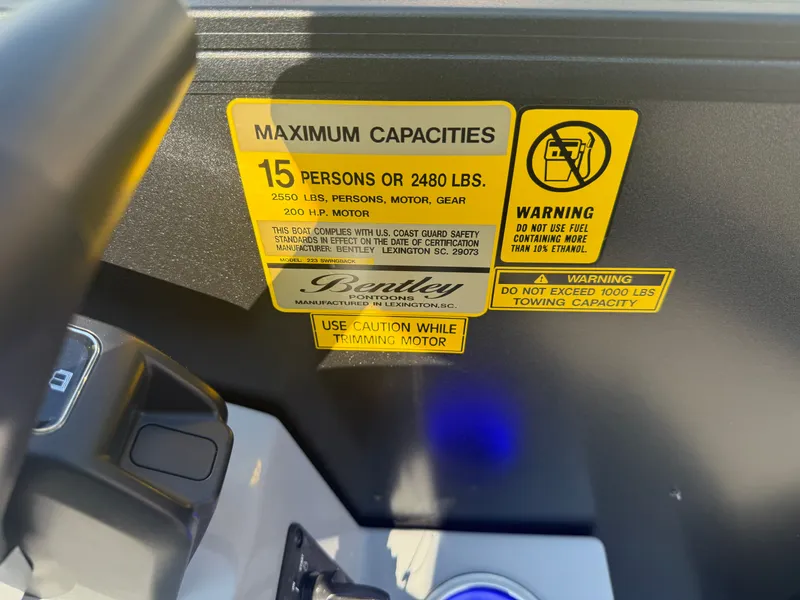 Slide: The Image of Safety label on Bentley Pontoons Legacy 300HP Tritoon 2026. - 16