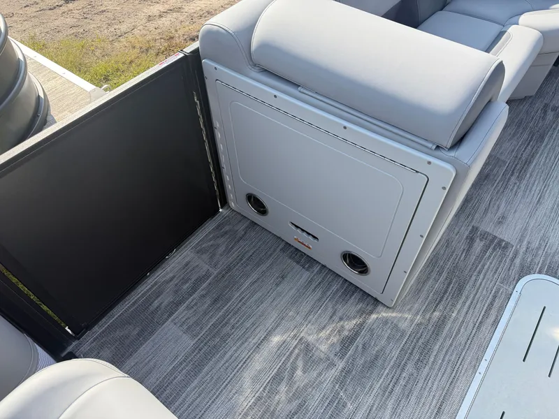 Slide: The Image of Interior of Bentley Pontoons Legacy 300HP Swingback 243 Tritoon, year 2026. - 26