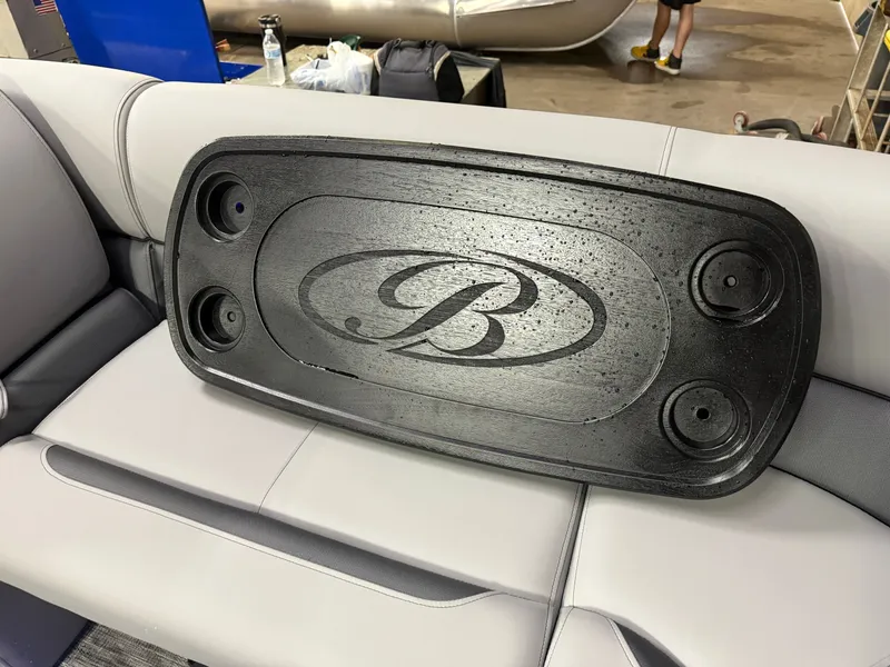 Slide: The Image of Bentley Pontoons 2026 Tritoon seat with logo tray. - 30