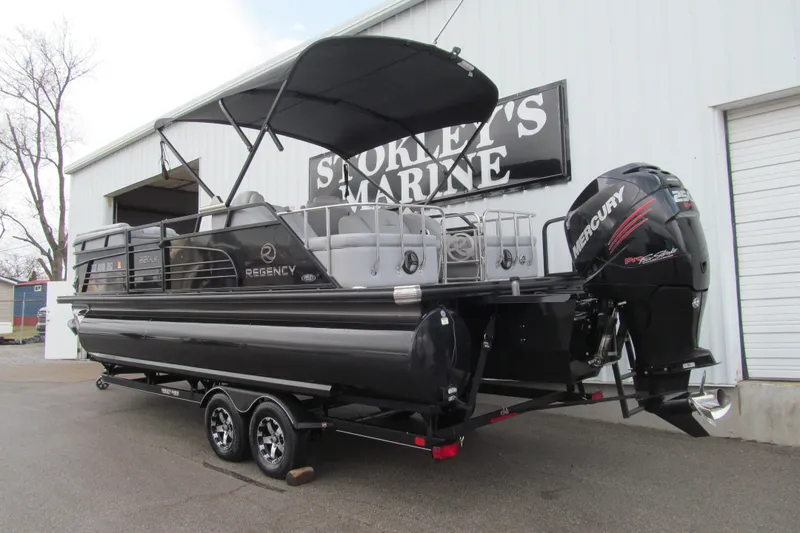 Slide: The Image of 2017 Regency 220 LE3 Sport pontoon boat with Mercury engine at Stokley's Marine. - 3