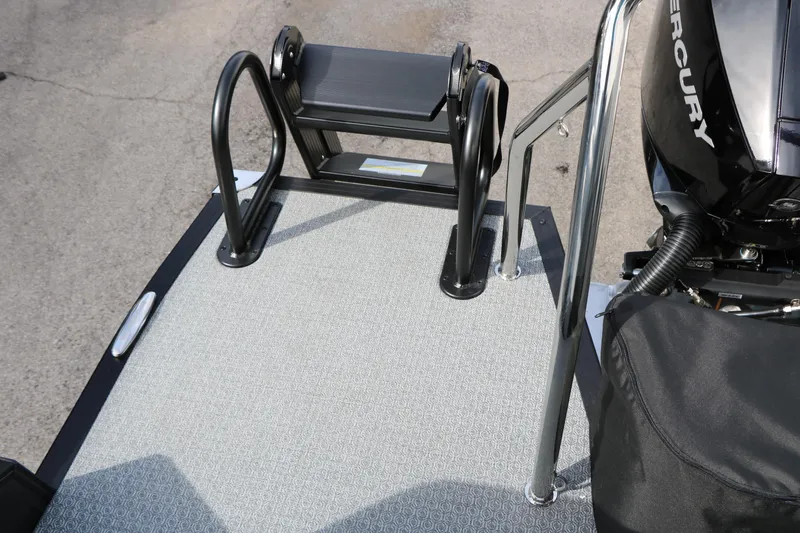 Slide: The Image of Rear deck of 2026 Evotti 521QL boat with ladder and Mercury engine. - 46