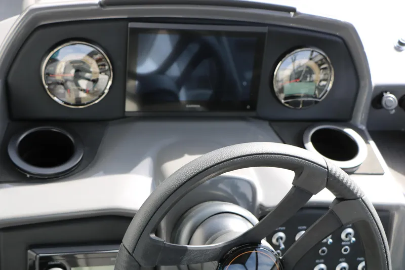 Slide: The Image of Dashboard of 2026 Evotti 521QL boat with steering wheel and gauges. - 50