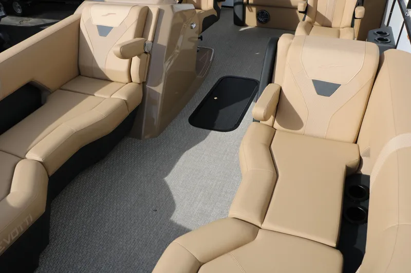 Slide: The Image of Luxurious interior of 2026 Evotti 523CS boat with beige seating and modern design. - 17
