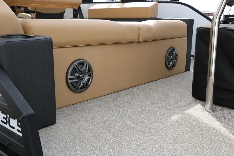 Slide: The Image of Luxurious seating with built-in speakers on the 2026 Evotti 523CS boat. - 46
