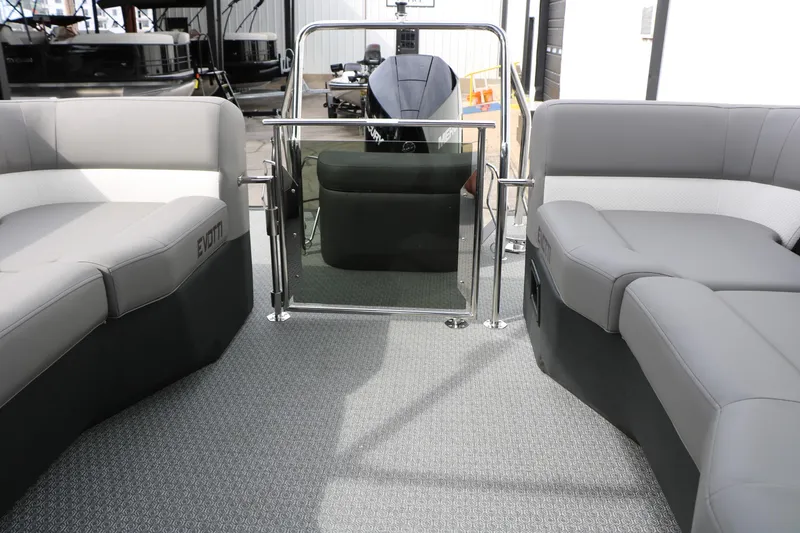 Slide: The Image of Interior of 2026 Evotti 723QL boat with modern seating and sleek design. - 50