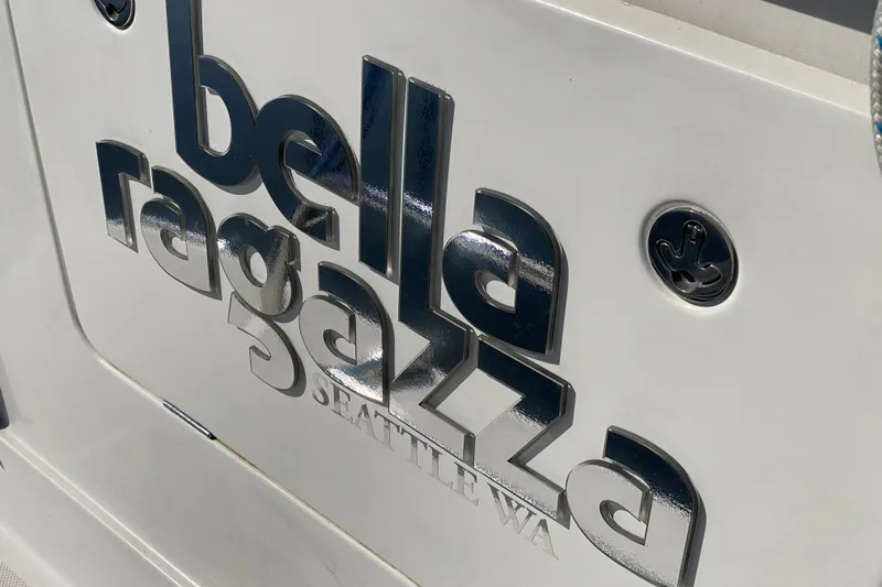 Slide: The Image of Bayliner 325 boat nameplate "bella ragazza" with Seattle, WA inscription, 2006 model. - 30