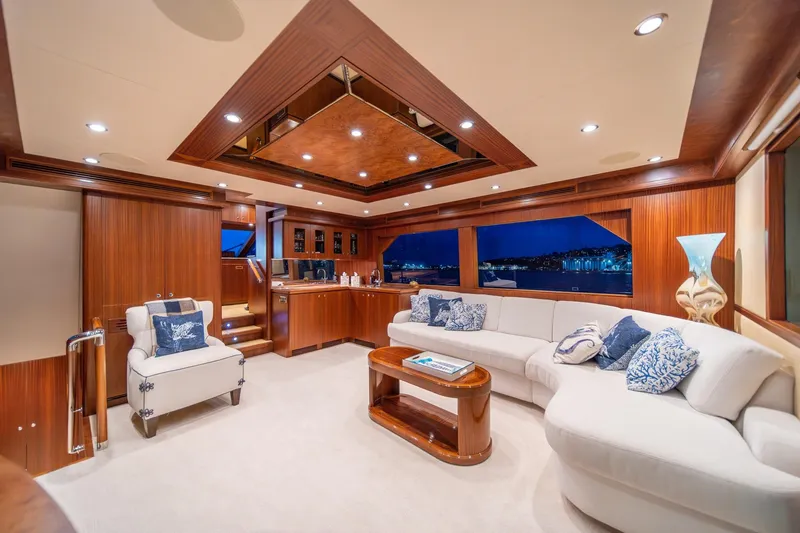 Slide: The Image of Luxurious interior of 2013 Ocean Alexander 72 Pilothouse yacht with elegant wood finishes. - 18