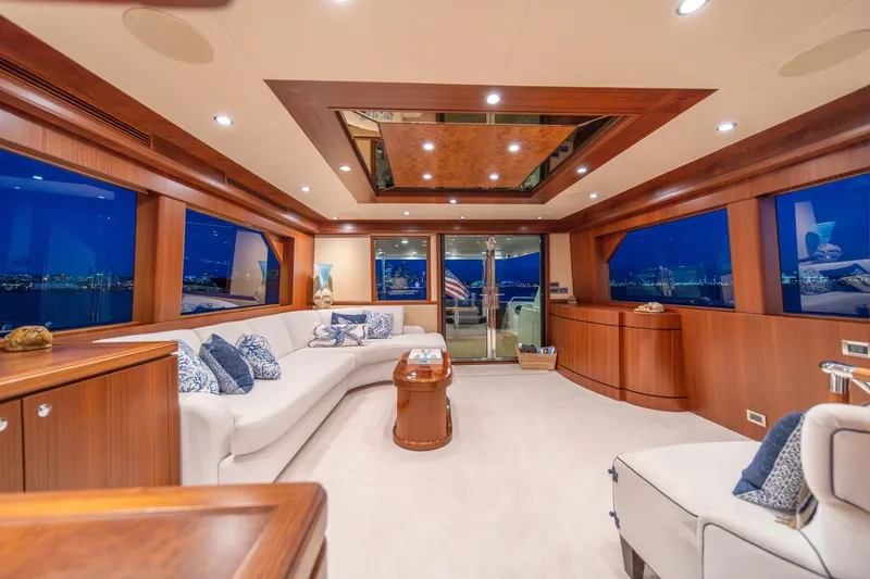Slide: The Image of Luxurious interior of 2013 Ocean Alexander 72 Pilothouse yacht with elegant wood finishes. - 19
