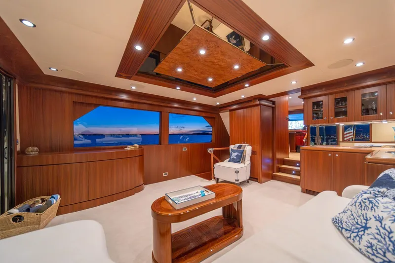 Slide: The Image of Luxurious interior of 2013 Ocean Alexander 72 Pilothouse yacht with elegant wood finishes. - 21