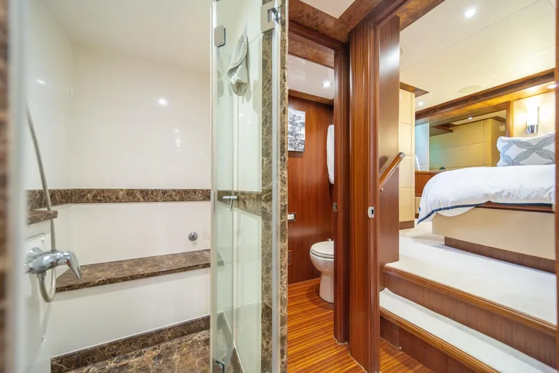 Slide: The Image of Luxurious bathroom and bedroom in 2013 Ocean Alexander 72 Pilothouse yacht. - 30