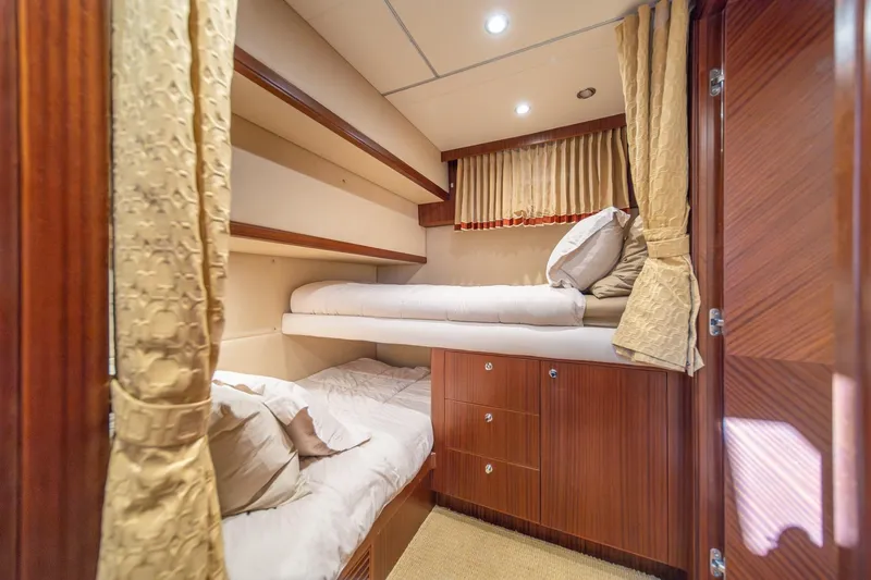 Slide: The Image of Luxurious cabin interior of 2013 Ocean Alexander 72 Pilothouse yacht with bunk beds. - 35