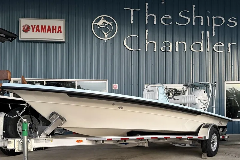 The Image of 2024 Maverick 18 HPX-V boat on trailer at The Ships Chandler, Yamaha sign visible. - 0