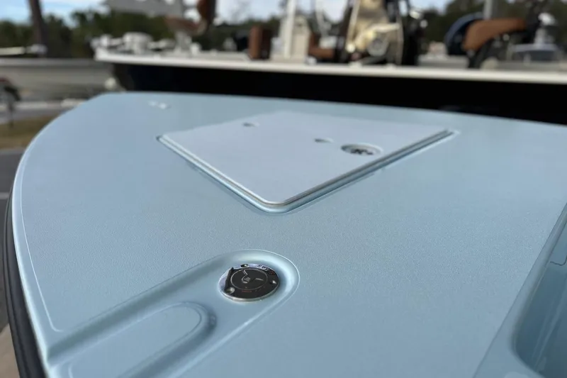 Slide: The Image of Close-up of 2024 Maverick 18 HPX-V boat deck, showcasing sleek design and details. - 6