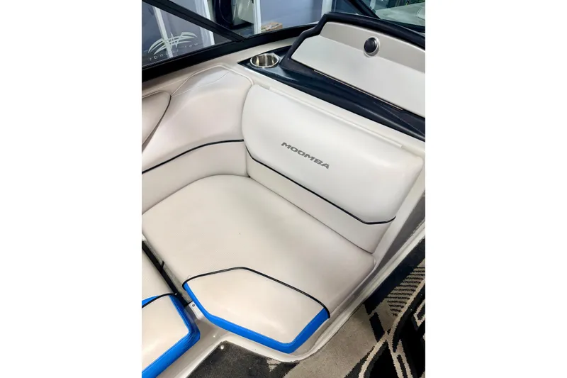 Slide: The Image of 2012 Moomba Mojo 2.5 boat battery compartment with dual batteries and wiring. - 19