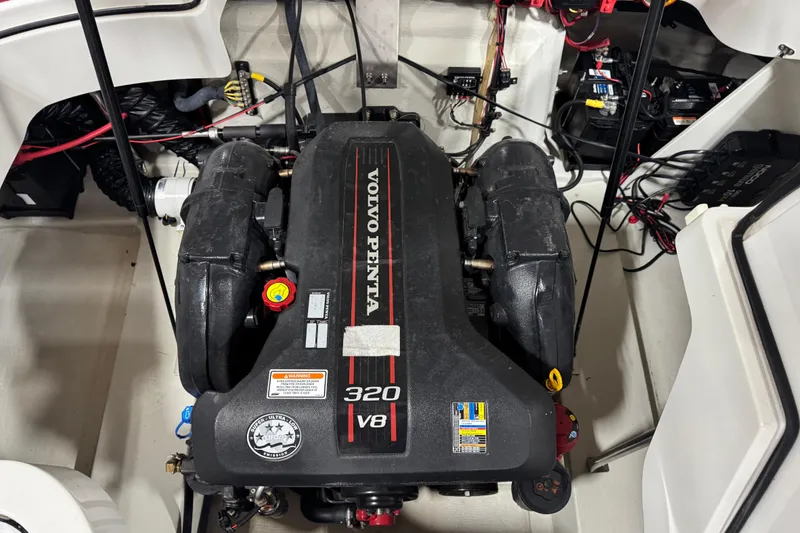 Slide: The Image of Volvo Penta 320 V8 engine in 2012 Cobalt 242 boat, detailed view. - 13