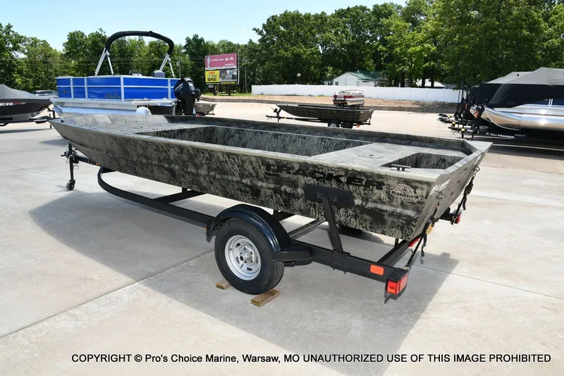 Slide: The Image of 2026 Tracker Grizzly 1860 Jon boat on trailer outdoors. - 19