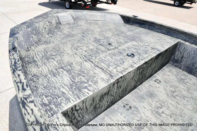 Slide: The Image of 2026 Tracker Grizzly 1860 Jon boat with camouflage pattern design. - 32