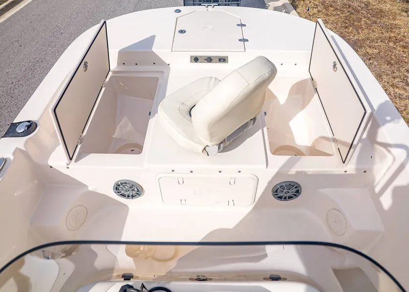 Slide: The Image of Interior of 2023 Carolina Skiff 17 LS with seating and storage. - 20