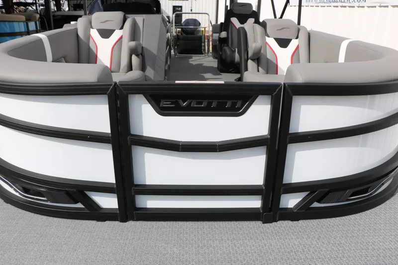 Slide: The Image of Evotti 723 QL Tri Toon 2026 pontoon boat with modern seating. - 19