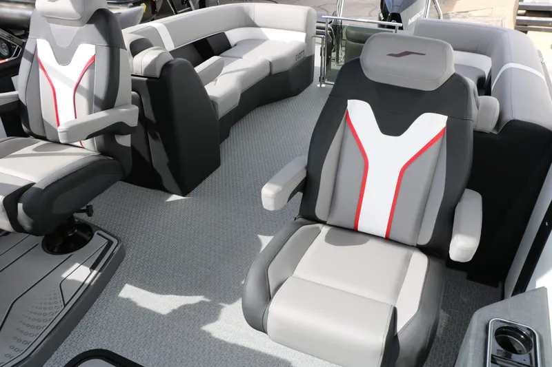 Slide: The Image of Interior of 2026 Evotti 723 QL Tri Toon with modern seating. - 41
