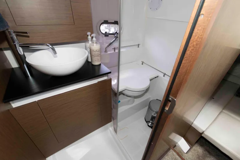 Slide: The Image of Luxurious bathroom interior of 2019 Jeanneau Leader 10.5 yacht with modern fixtures. - 20