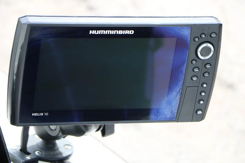Slide: The Image of Humminbird Helix 10 fish finder on 2007 Skeeter SX180 boat. - 19
