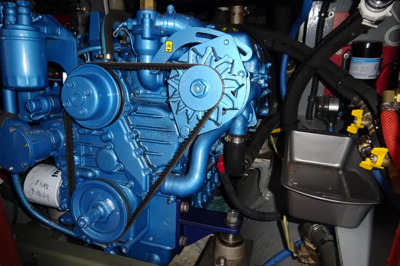 Slide: The Image of Blue engine of a 1970 Hinckley Bermuda 40 Custom sailboat, detailed view. - 65