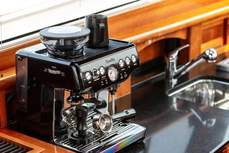 Slide: The Image of Coffee machine on Hinckley Talaria 43 yacht's kitchen counter, 2014 model. - 36