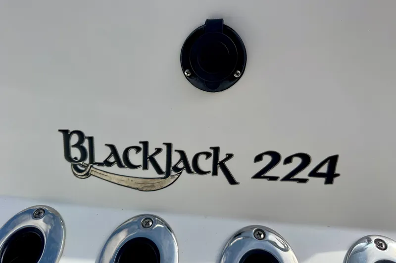Slide: The Image of BlackJack 224 boat logo on white surface, 2007 model. - 17
