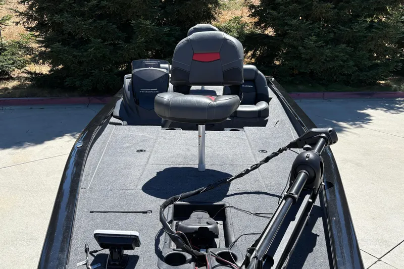 Slide: The Image of 2026 Tracker Pro Team 190 boat with seating and fishing equipment on deck. - 20
