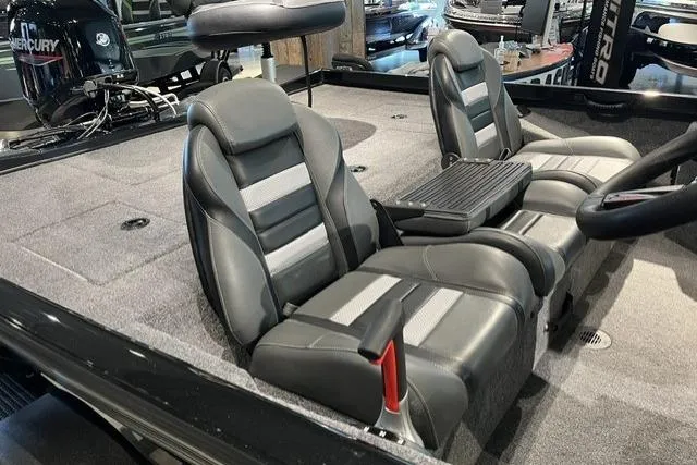 Slide: The Image of 2026 Ranger RT178 boat interior with gray seating and steering wheel, showcasing modern design. - 5