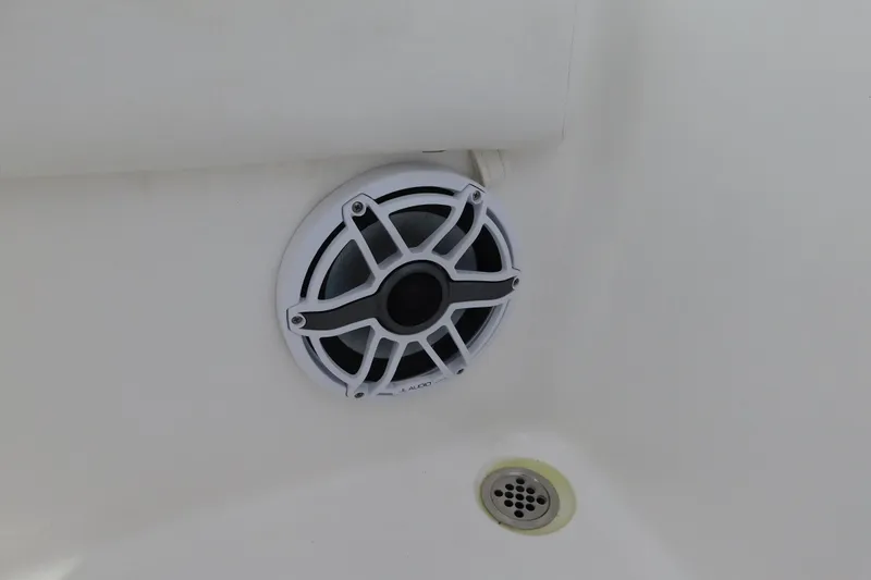 Slide: The Image of 2023 Caymas 28 HB boat speaker and drain detail. - 39