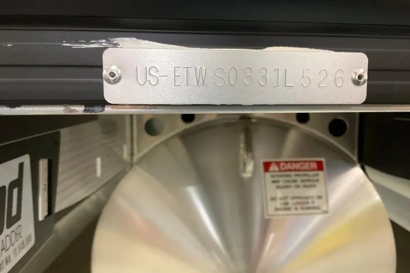 Slide: The Image of 2026 Bennington 22 MSBSF boat identification plate with serial number. - 22