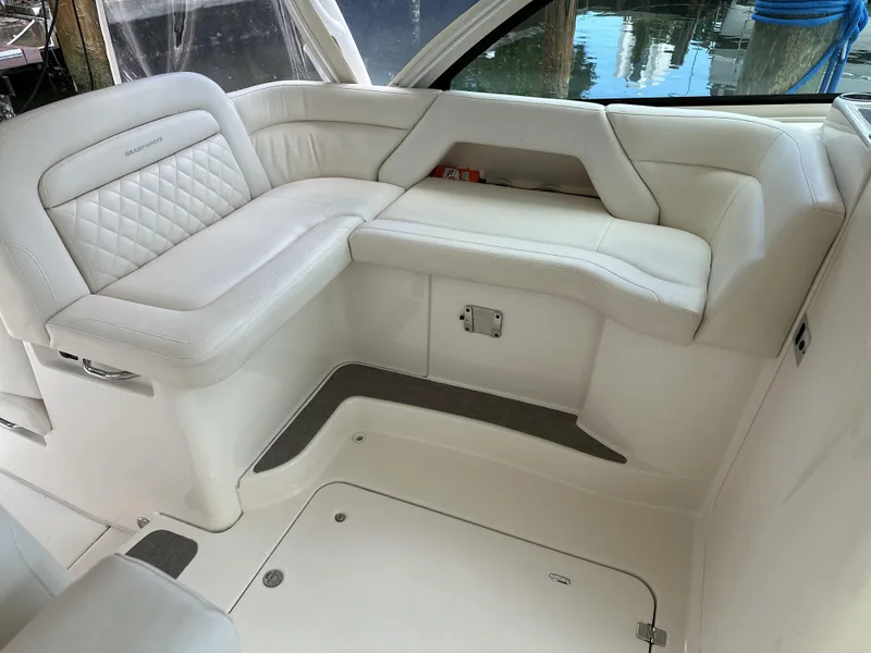 Slide: The Image of Luxurious seating area on a 2017 Grady-White Freedom 375 boat. - 16