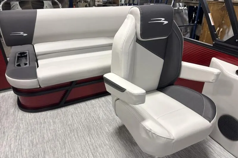 Slide: The Image of 2026 Bennington 22 SSBSF boat interior with modern seating and stylish design. - 15