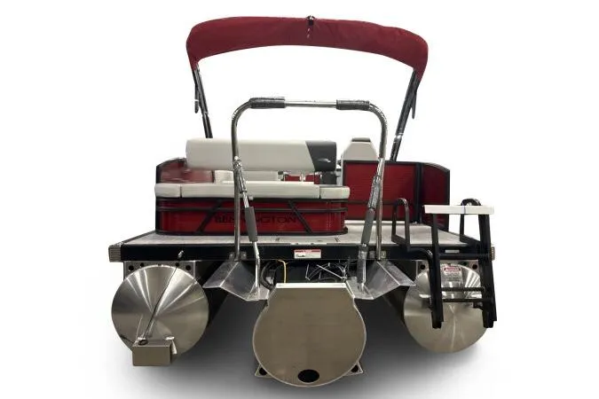 Slide: The Image of 2026 Bennington 22 SSBSF pontoon boat with red canopy and stainless steel features. - 7