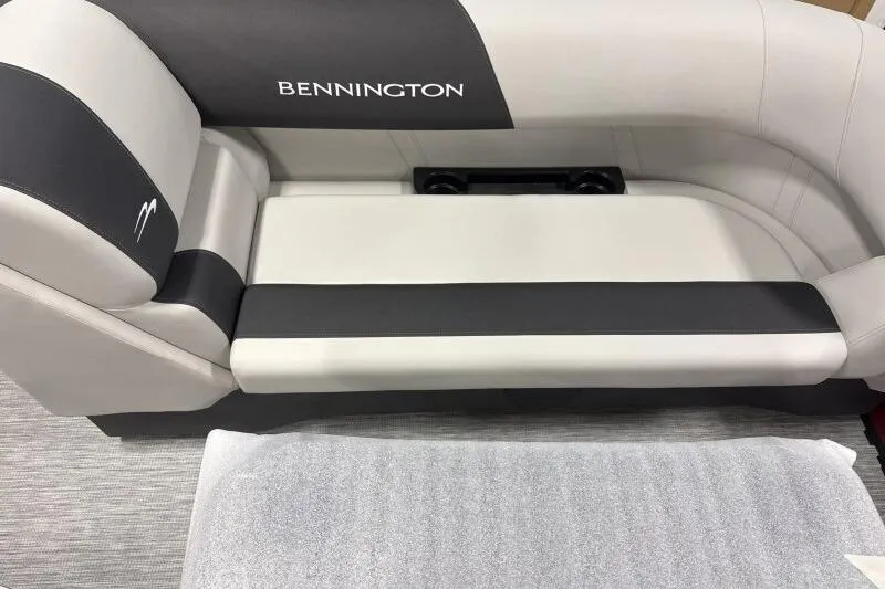Slide: The Image of 2026 Bennington 22 SSBSF boat seat with sleek black and white design. - 9