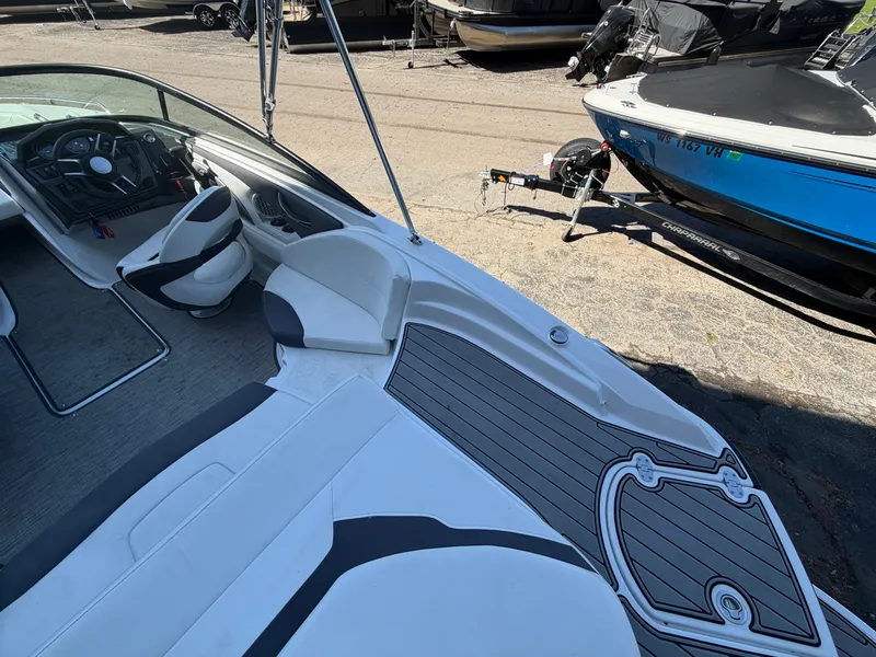 Slide: The Image of Interior of a 2019 Monterey 224FS boat with modern design. - 18