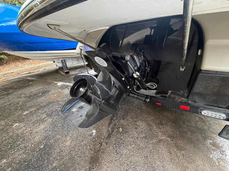 Slide: The Image of Rear view of a 2019 Monterey 224FS boat propeller. - 5