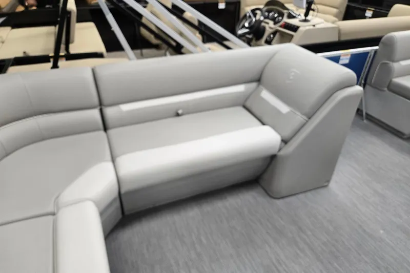 Slide: The Image of Luxurious seating on 2026 Godfrey EX 2086 CX pontoon boat, featuring modern design and comfort. - 14