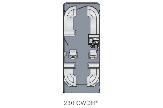 Slide: The Image of Top view layout of 2026 Harris Sunliner 230 pontoon boat, model 230 CWDH. - 29