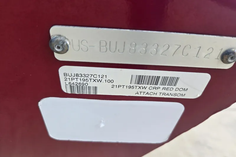 Slide: The Image of 2021 Tracker Pro Team 195 TXW boat identification plate with serial numbers. - 20