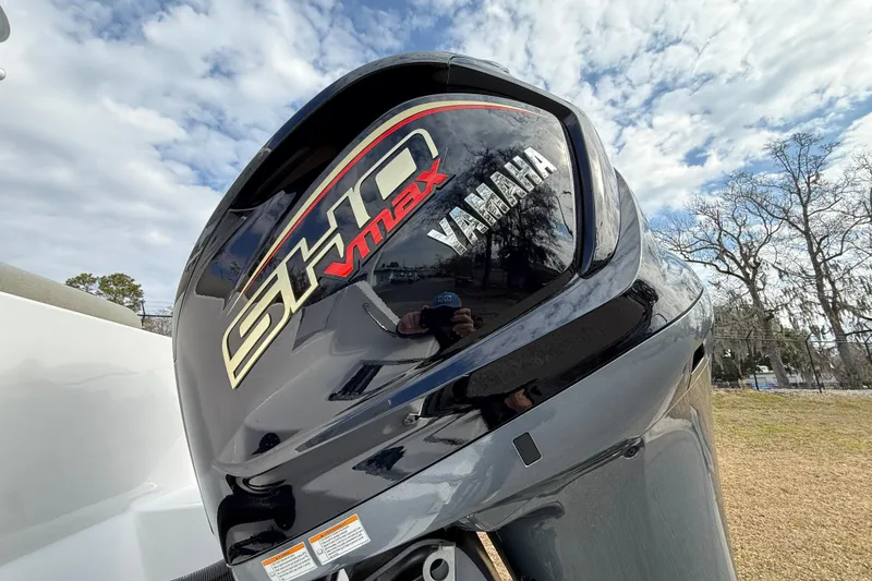 Slide: The Image of Yamaha SHO VMAX engine on 2023 Sportsman Open 232 Center Console boat. - 6