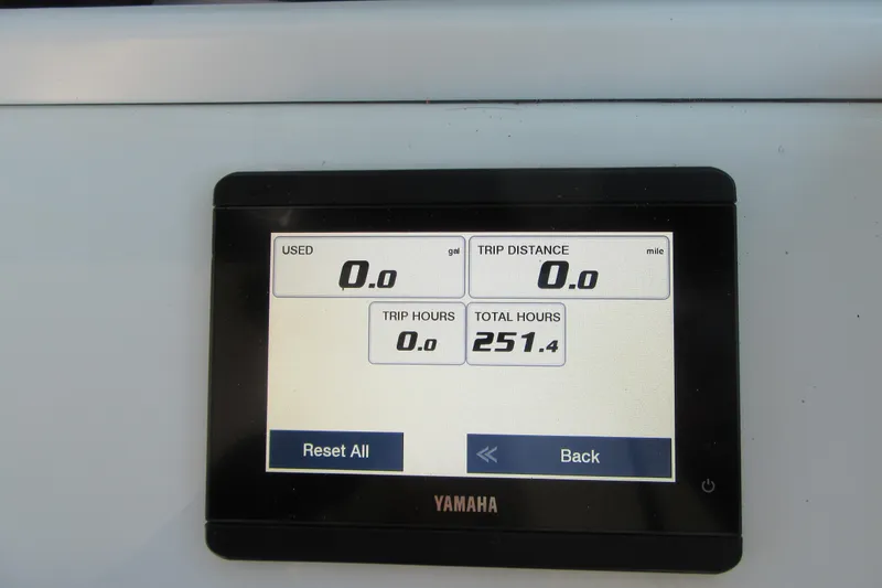 Slide: The Image of Yamaha display showing trip data on 2024 Parker 2320 SL Sport Cabin boat. - 31