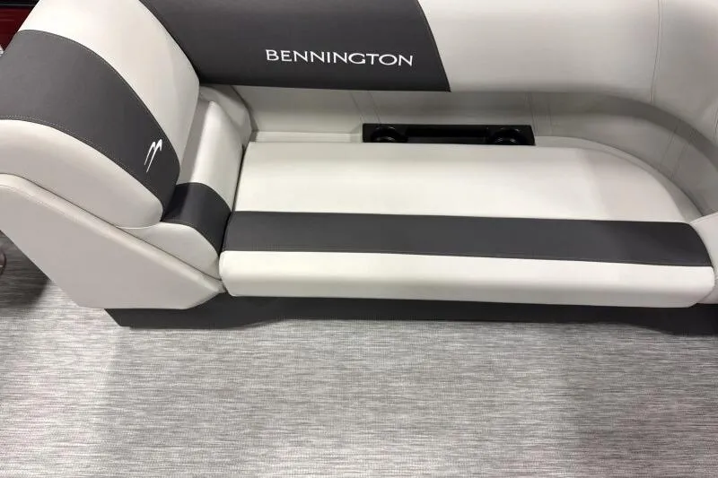 Slide: The Image of 2026 Bennington 22 SSRSF boat seat with gray and white upholstery. - 12
