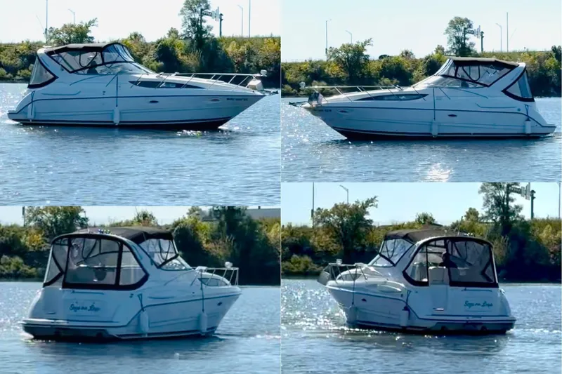 Slide: The Image of 2000 Bayliner 3055 Ciera Sunbridge DX/LX cruising on a calm river. - 20