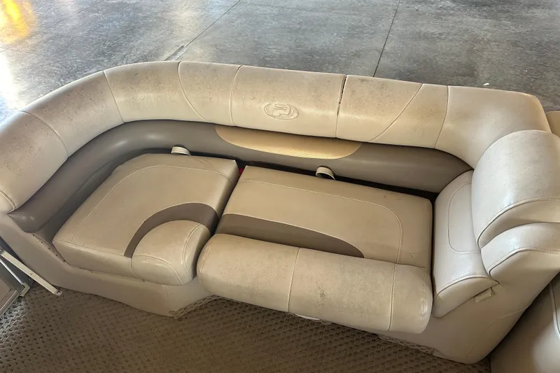 Slide: The Image of 2008 Princecraft Vectra 200 L boat seating, beige upholstery, slightly worn condition. - 9